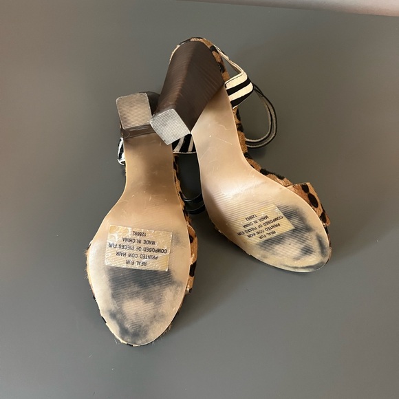 Shoemint Leopard Zebra Pony Hair Carol Heels Sandals 8 - Picture 5 of 5